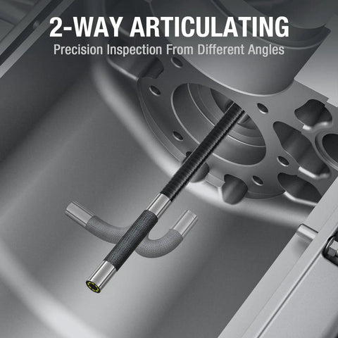 Two Way Articulating Borescope With Light, 5 Inch IPS Endoscope Camera inspecting engine cylinder