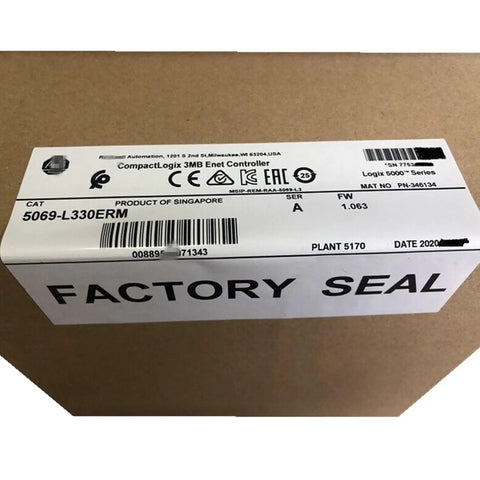 Sealed box label for 5069-L330ERM PLC Module Motion Controller Sealed In Box With 1 Year Warranty For Industrial Automation And Pro Grade Beefed Up Motion Control Systems Ready To Install.