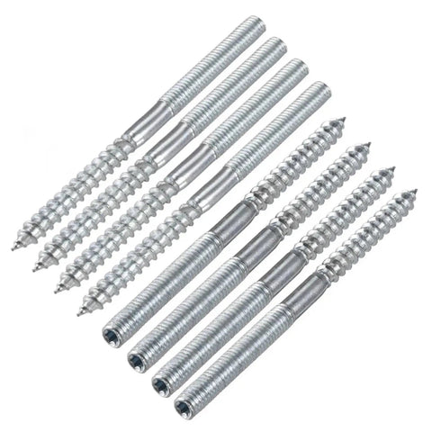 Heavy Duty 32Pcs Double Ended Hanger Bolts M8x50mm Self-Tapping Zinc Plated Carbon Steel For Furniture Hidden Wood Joint Screws