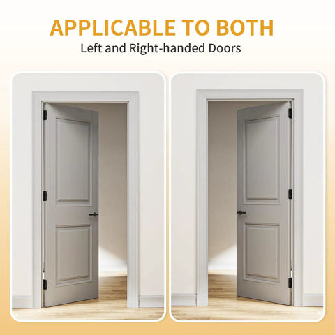 3 Pack 4 Inch Self Closing Spring Hinges For Doors Heavy Duty Steel Build shown on left and right-handed doors with smooth finish.