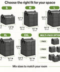 Heavy Duty Foldable Storage Bins With Tight Lids Super Spacious For Winter Throws And Pillows Big Handles Double Zipper Setup sizes chart with dimensions.