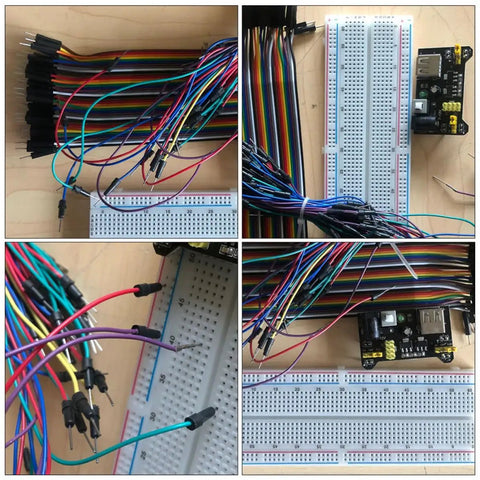 DIY Breadboard Kit With Power Supply Module And 65 Jumper Wires 40 Pin 20 Cm Leads Pro Grade Prototyping For 3.3V And 5V Electronics Starter Friendly For Class Lab Or Home Projects Portable And Easy To Use, breadboard and jumper wires