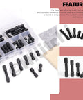 48 Piece Hex Aluminum Standoff Spacer Kit In 6 Sizes M3 Black Hex Columns for drones and DIY builds shown with case
