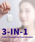 Portable Door Alarm Stopper For Travel, 130dB Siren, USB Rechargeable Vibration Sensor With LED Flash, Lightweight Safety Alarm For Hotels, Home, Apartments And On The Go, white handheld keychain