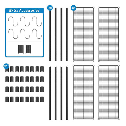 Heavy Duty Wire Shelving Unit With Four Adjustable Shelves Built Like A Tank For Garage Storage Black Coated Metal Rack Straight Setup And Seriously Solid Construction