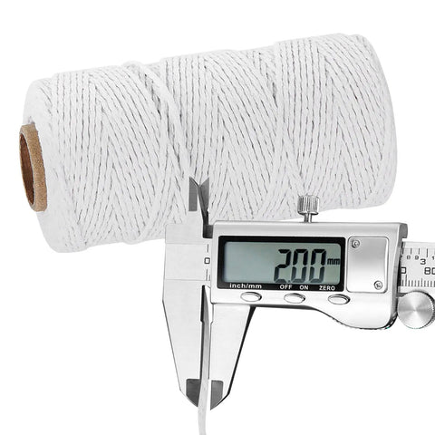 White Cotton Butchers Twine String For Cooking And Roasting 2Mm Bakers Twine 328 Feet Long with caliper measuring 2mm diameter