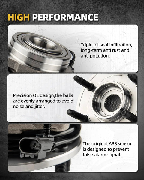 Top Notch OEM Grade Rear Wheel Bearing Hub Assembly With ABS And 5 Lugs For Subaru Forester 2014 To 2018, Crosstrek 2016 To 2021, Impreza 2012 To 2021, XV Crosstrek 2013 To 2015, 512518 Replacement showing triple oil seals and ABS sensor
