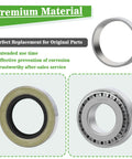 Top Tier Golf Cart Front Wheel Hub Bearing And Oil Seal Repair Kit For Ezgo Txt 1976 Up Heavy Duty OEM parts, detailed image of hub seal and bearing.