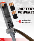 Heavy Duty Portable Battery Powered Fuel Transfer Pump With Flow Control Nozzle And Reinforced Vinyl Hose for battery operation.