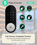 Built In WiFi Smart Deadbolt With Keypad For Keyless Entry And App Control, Auto Lock, 150 Plus Codes, Ideal For Home, Airbnb And Rentals, Works With Alexa And Google Assistant, front view.