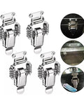 Premium 10 Pcs Stainless Steel Spring Loaded Toggle Latches Heavy Duty Draw Clamps for secure toolbox storage cases boxes rust proof, shown in pack.