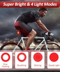 Rad Bike Alarm Tail Light For Happy E-Bike Offroad MTB With Super Loud 110 Decibel Siren And Snazzy Vibration Sensor To Keep Your Ride Safe From Crooks, rear-mounted on white bike