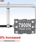Deep Throat F Clamp For Welding Heavy Duty Bar Clamp With 15 5 8 Inch Jaw Opening And 5 5 8 Inch Deep Throat Forged Hardened Steel Quick Adjust Sliding Arm Pack Of Four displaying increased clamping force.