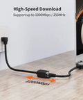 Cat6 Shielded Ethernet Extension Cable With Upward Angled Connectors, 8P8C Patch Cable, 250 MHz Bandwidth, 1.6 Feet, Black.