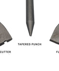Extra Long 7 Inch Air Chisel Set 3 Piece with bolt cutter, flat chisel, tapered punch for demolition and sheet metal work