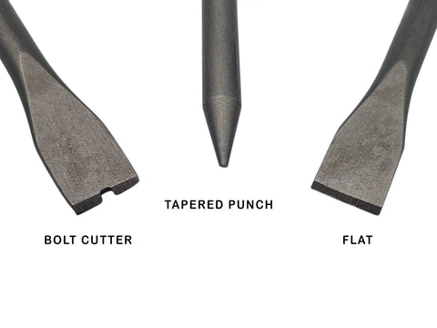 Extra Long 7 Inch Air Chisel Set 3 Piece with bolt cutter, flat chisel, tapered punch for demolition and sheet metal work