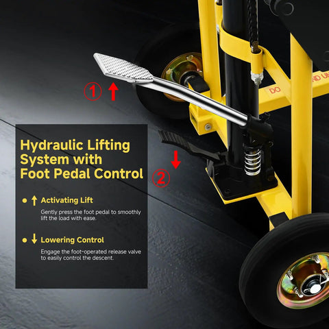 Hydraulic Material Lift Pallet Jack Table Cart With 480 Lb Capacity And 35 Inch Lift foot pedal control close-up