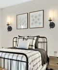 Bedroom with Black Wall Sconce Lighting Modern Vanity Fixture With Clear Glass Shades Dimmable Over Mirror Bath Lights