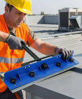 Worker using Go-To Heavy Duty Sheet Metal Bender Hand Tool For Roofing And HVAC, 15.25 Inch Metal Bending Tool on rooftop