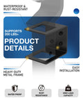 Heavy duty metal frame of 2.5 inch truck bed hitch holder showing waterproof features and 200 lbs support, highlighting ease of installation.