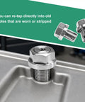 YSFER M12.1-1.5 x 15mm Oversize Piggyback Oil Drain Plug Stainless Steel Car Oil Pan Thread Repair Kit in oil pan hole