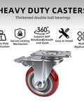 4 Inch Heavy Duty Swivel Caster Wheels Set Of 4 With Brakes And Locks For Furniture Tables Carts And Workbenches 360 Degree Rotation Lockable Plate Caster Wheels Includes Screws Load Capacity 2200lbs, front view.