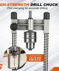 Drill Guide Stand For Cordless Drills And More Portable Drill Press Attachment with metal chuck and adjustable clamping range