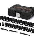 34 Piece Bolt Extractor Set To Pull Out Stubborn Rusted Bolts Nuts And Screws Fast With One Quarter Inch And Three Eighth Inch Drive Remover Tools And Adapters Built For Easy Durable Removal displayed with black case and tools