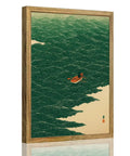 Ocean Rowing Boat Canvas Print Dope Framed Wall Art For Living Room Minimalist Aesthetic Modern Home Decor 24x36 Inches With Wood Frame And Rich Vibrant Colors