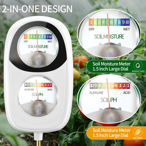 2-In-1 Soil Moisture And pH Test Kit With Dual Dial Meter for Gardens
