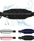 Waterproof Running Belt Fanny Pack For Men And Women Slim Running Bag with water splash background.