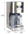 Side view of 12 Cup Programmable Drip Coffee Maker With Glass Carafe, Pause And Pour, Auto Shut Off, Large Water Reservoir, Reusable Filter