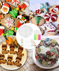 Level Up Your Baking Game With This Nifty 8 Inch Acrylic Cookie Decorating Turntable Kit Featuring Six Sturdy Brushes And Six Precision Scribe Tools For Flawless Icing And Sugar Craft Designs, displayed with decorated cookies and tools.