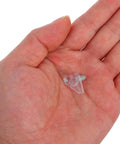 Hand holding Clear Plastic Shelf Support Pegs Set Of 100 Self Locking Pins For Cabinet Shelves No Fuss Install For Wardrobes Wine Cabinets