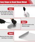 Beefy Heavy Duty 12 Inch Sheet Metal Bender Hand Hemming Tool For 24 Gauge Steel bending process in 3 steps with gloves