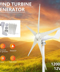 Powerful 1200W Wind Turbine Generator Kit For Home Use With 5 Blade System at sunset