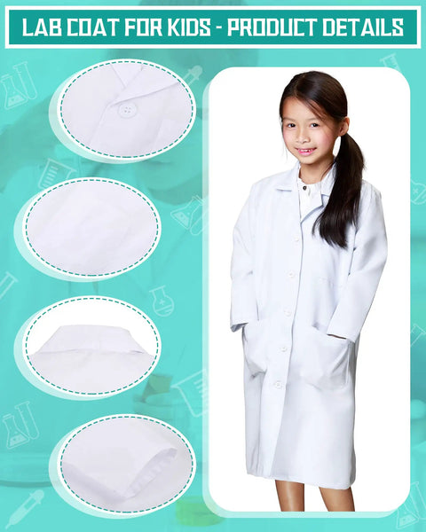 Child wearing Six Piece Kids Doctor Coat Costume Set Unisex Lab Coats For Boys And Girls Nurse Uniforms Pediatric Dress Up