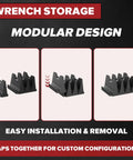 40 Piece Modular Wrench Organizer Set For Drawer Storage With Metric And SAE Labels, shown in modular design setup.