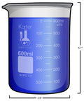 600ml Low Form Beaker Pro Grade 3.3 Borosilicate Glass With Double Metric Scale Rugged Beaded Rim And Spout For Smooth Pouring