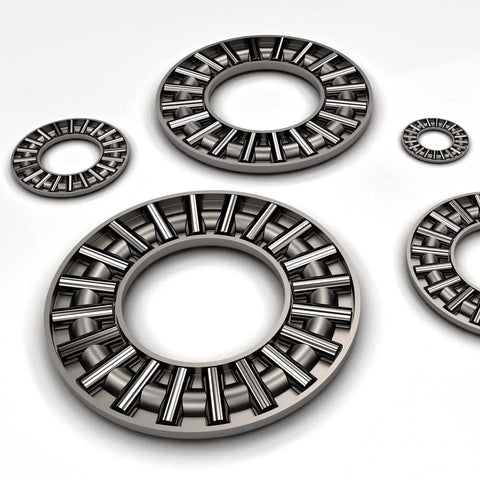 Thrust Needle Roller Bearings With Washers Set Of 5, 1 Inch Bore, 1 9/16 Inch Outer Diameter, 5/64 Inch Width, Chrome Steel Rollers And Cage