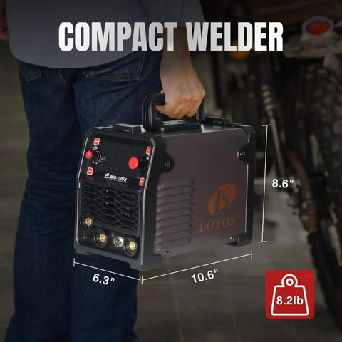 Person holding Beast 3 In 1 MIG Welder With Lift TIG And Spot, Flux Core And MMA, 150A Output, 120V Portable IGBT Inverter