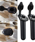 Two Pack Kayak Deck Flush Mount Rod Holders With Cap Covers For Boats And Canoes, PC ABC Construction, 19 Cm Length, 3 Fixing Points