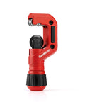 No Nonsense CSST Tubing And Copper Pipe Cutter For Conduit, 1/8 To 1-1/4 Inch Range, red six roller cutter, side view