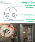 Diagram and installation of Beefy Dual Run Capacitor 30/5 uF 370/440V for AC units and heat pumps