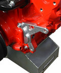 GM LS Truck Iron Block Interior Third Hole Bracket Low Mount Accessory Mount For Alternator And Fuel Pump Replaces Missing Casting Boss Fits Silverado LM7 LQ4 L59 LQ9 LMG L96 LC8 Engines aluminum bracket mounted on red LS iron block