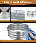 Installation steps of 36 Inch Round Galvanized Fire Pit Ring For Backyards And Campsites, Heavy Duty Silver Fire Ring, 3 Feet Diameter