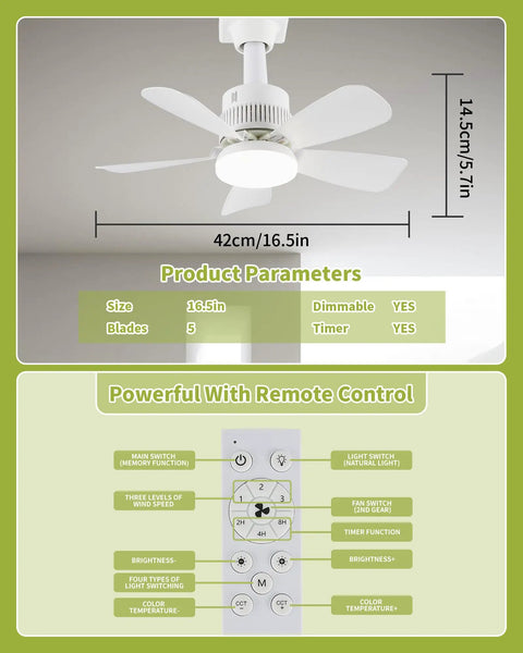 Remote Controlled Light Socket Ceiling Fan With Pairing Required For Garage Laundry Porch And Bedroom Screw In Fan And Light Combo 200 Percent Airflow Dimmable With Memory