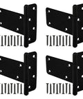 4 pack of 5 Inch T Strap Heavy Duty Gate Hinges with screws, black wrought iron, 260 lb capacity for barn doors