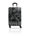 20 inch kids dinosaur carry on luggage with Jurassic World design, featuring a durable hard case and spinner wheels for easy travel.