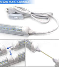 10 Pack 8 Foot LED Shop Light Fixture With 90W T8 Integrated LED, 6500K Bright White, power cord, connectors, plug and play